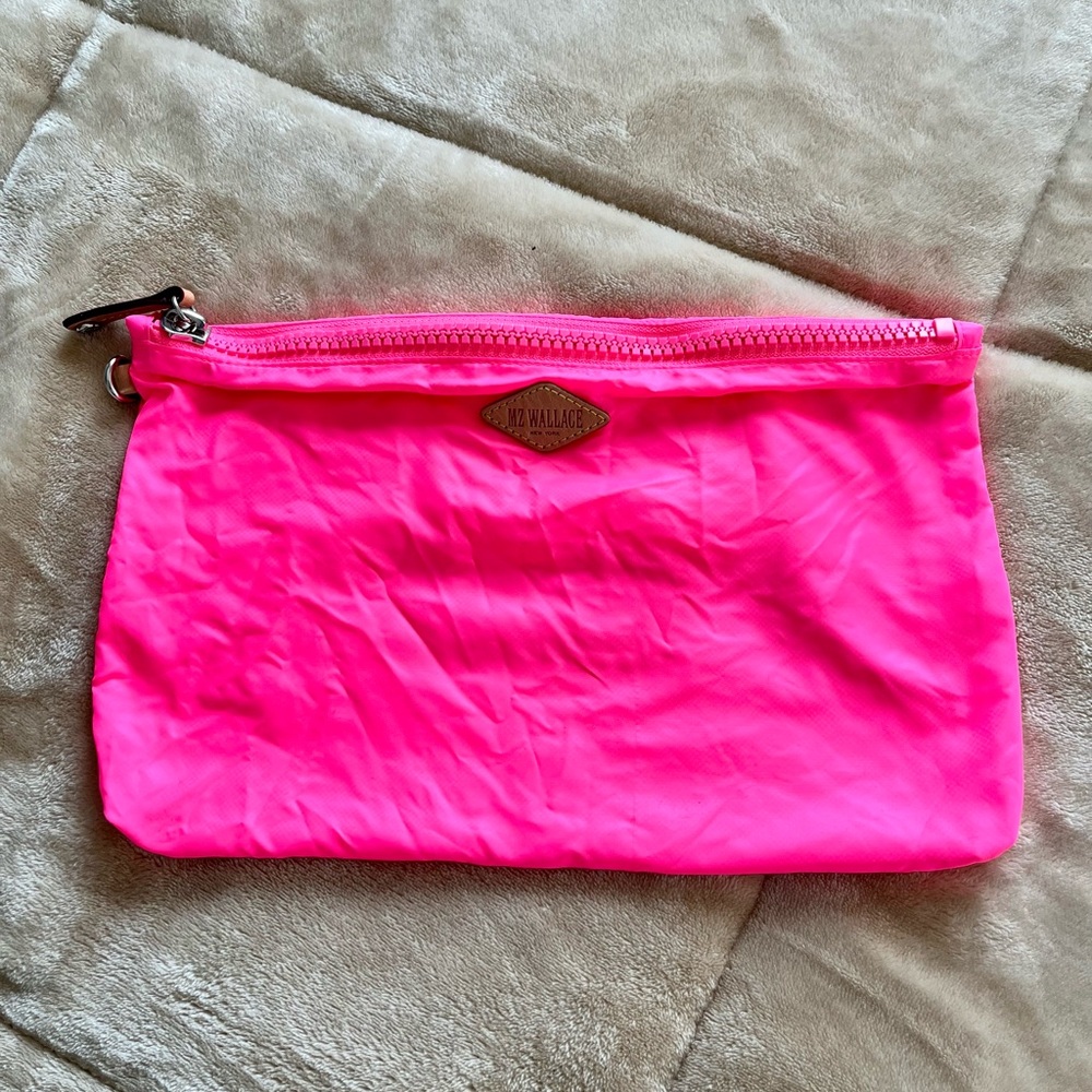MZ Wallace Pink Cosmetic Bag with Zipper Closure